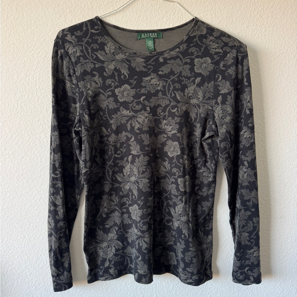 Ralph Lauren Charcoal Floral Top